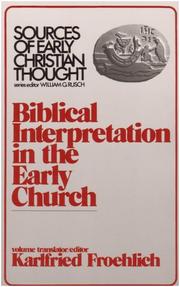 Cover of Biblical Interpretation in the Early Church
