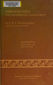 Cover of Hermeneutics: The Handwritten Manuscripts